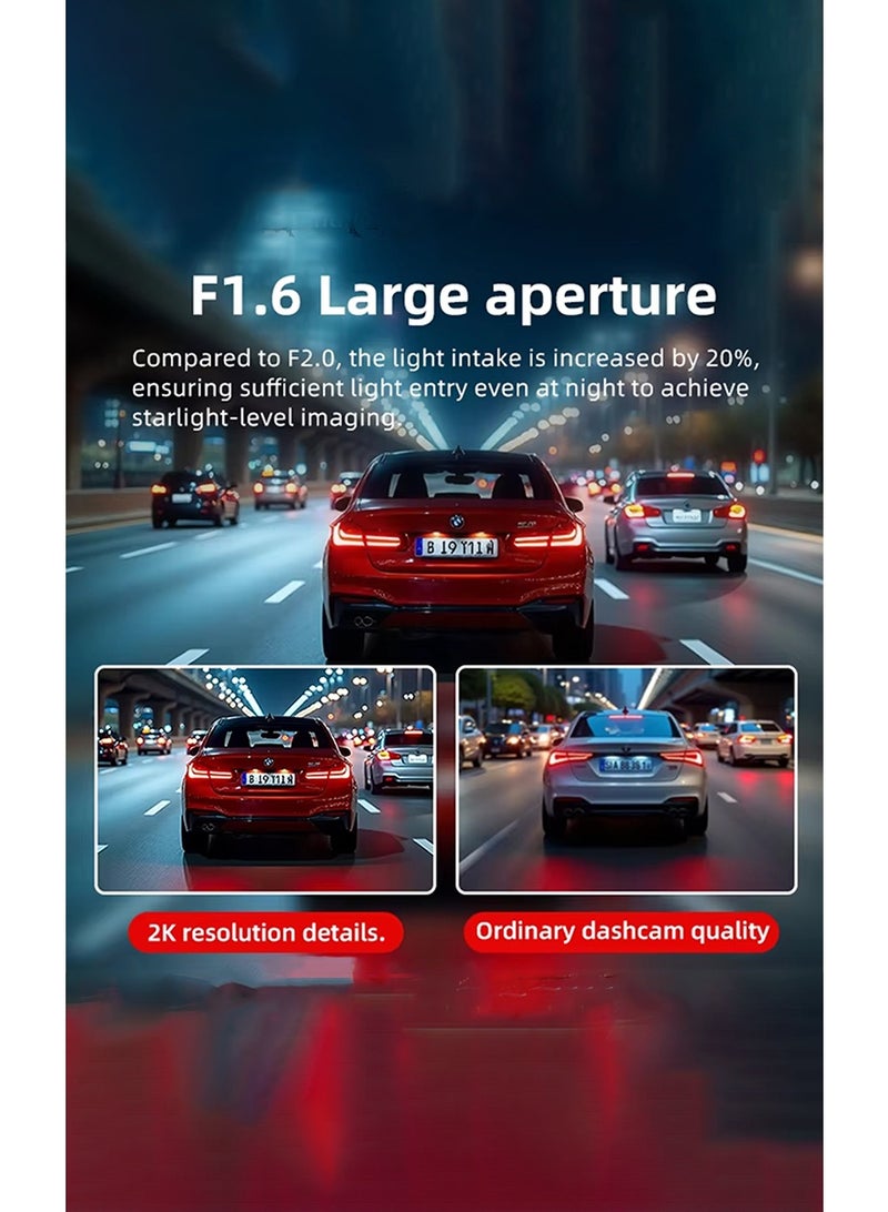 MR.SMART 4G Car DVR Dash Cam, 2K Front and 1080P Rear Camera, F1.6 Large Aperture, GPS, G-Sensor, Parking Monitoring, Dual Lens Dashboard Camera System - Image 2